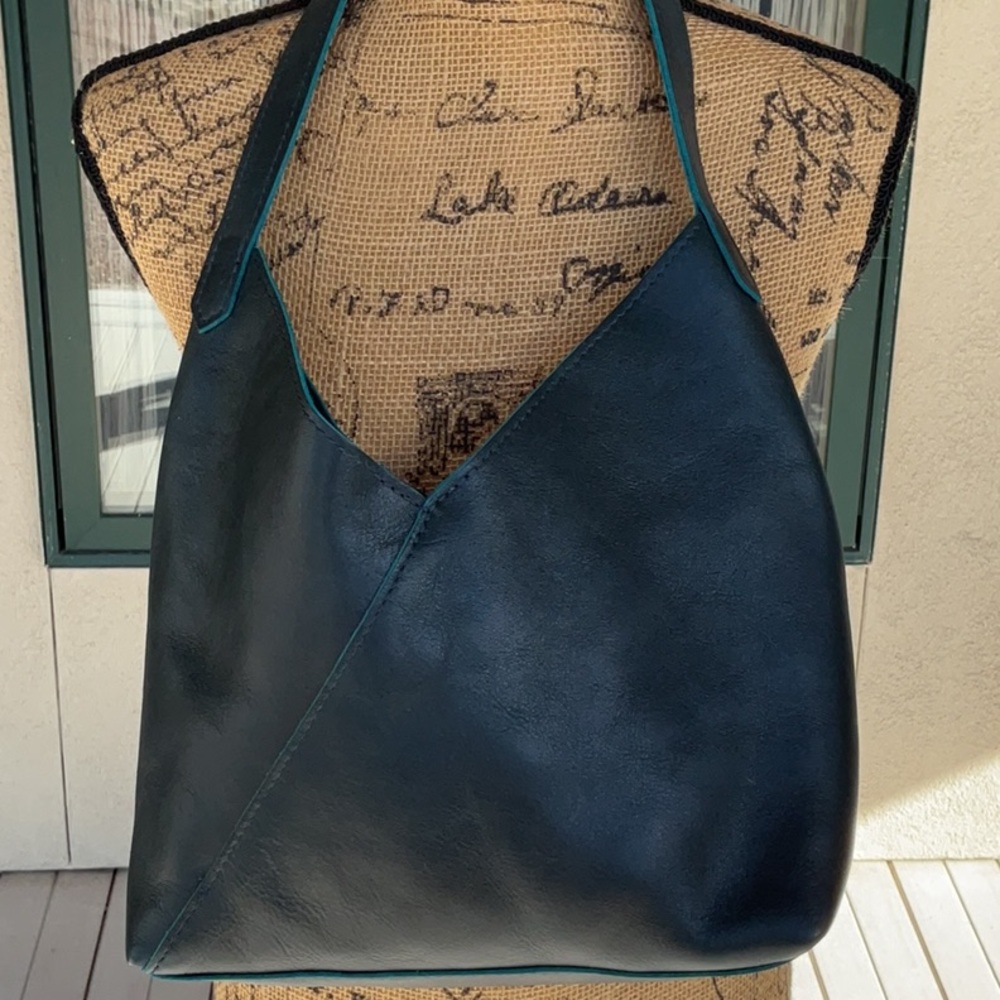 Portland Leather Brand Naomi Large Teal Shoulder Tote - Women's Bag - Picture 3 of 6